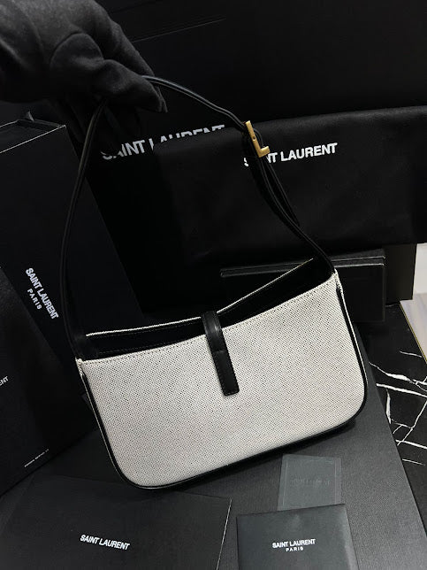 Saint Laurent Blanco Negro Tela Piel