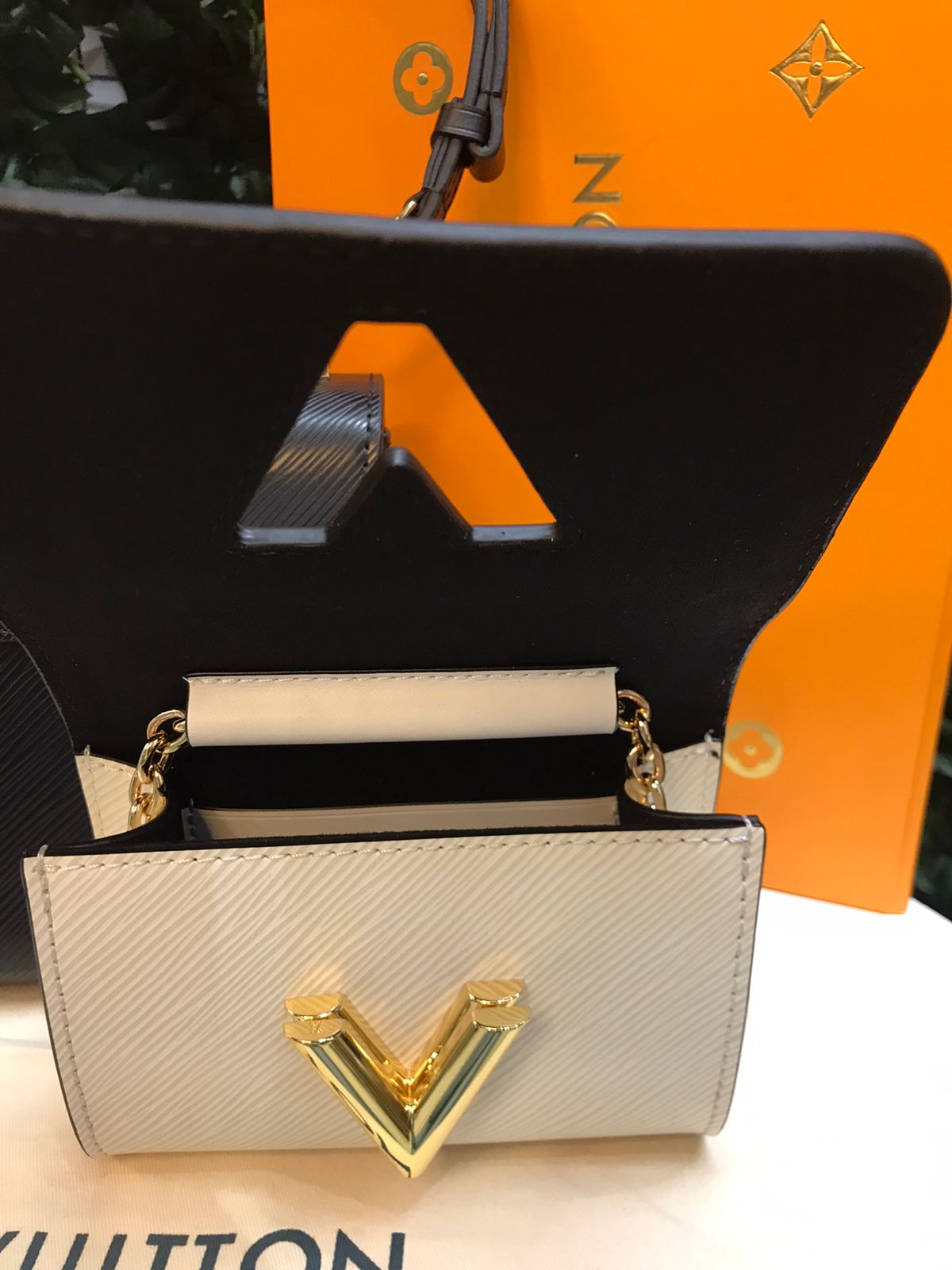 Louis Vuitton Negro con Monedero Blanco Piel