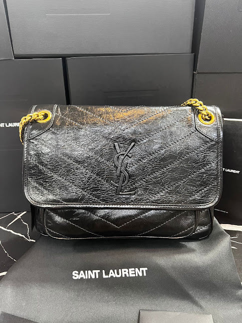 Saint Laurent Niki Negra Piel