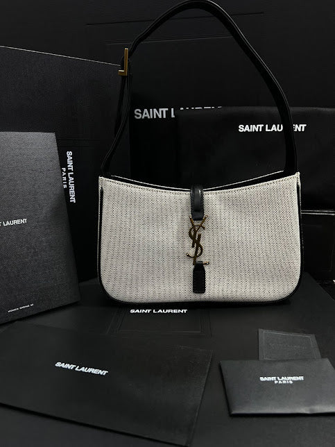 Saint Laurent Blanco Negro Tela Piel