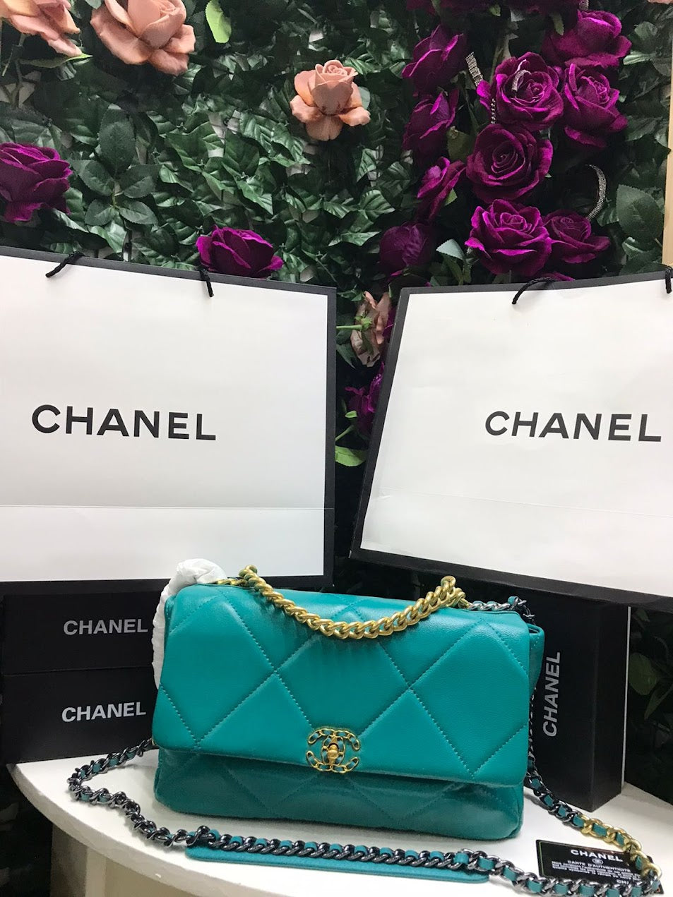 Chanel Azul Aqua Cuero