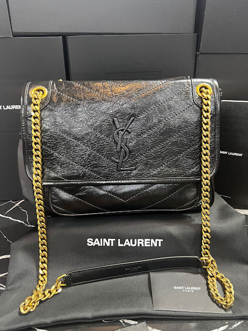 Saint Laurent Niki Negra Piel