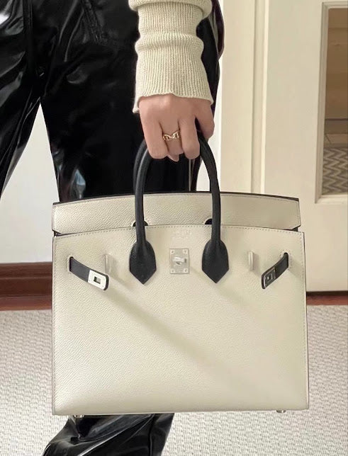 Hermes Birkin Blanco con Asa Negro Piel