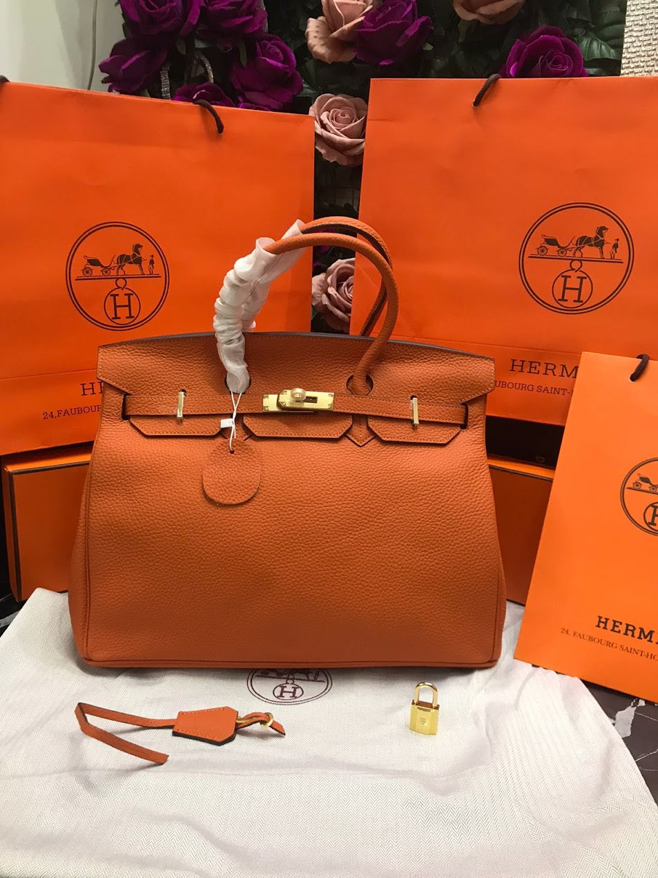 Hermes Naranja Piel