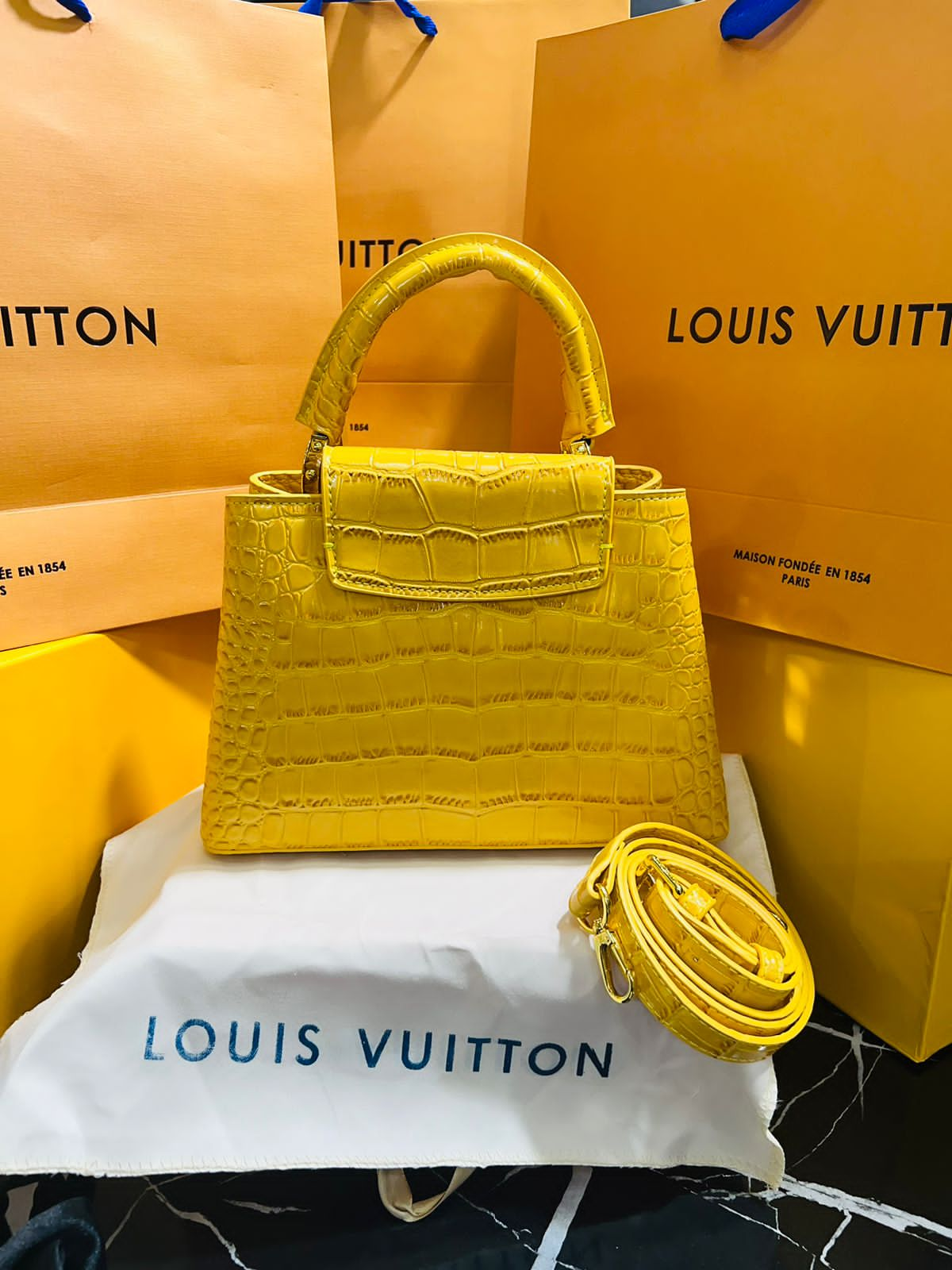 Louis Vuitton Capucine Edición Especial Amarillo Piel