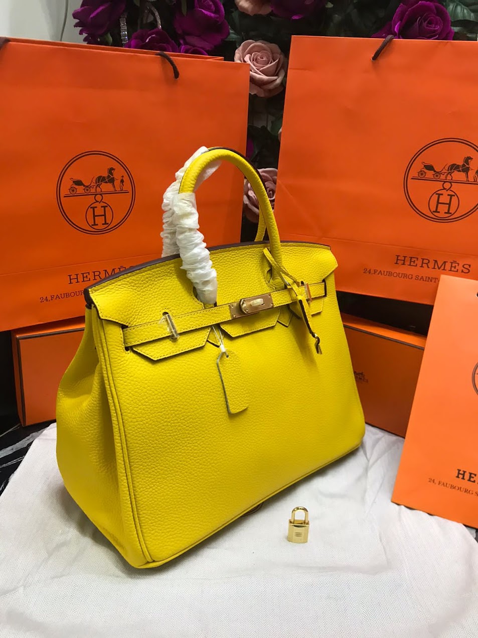 Hermes Amarillo Piel