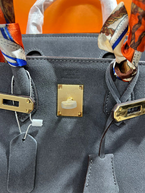 Hermes Birkin Gris Gamuza Piel