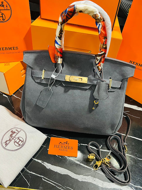 Hermes Birkin Gris Gamuza Piel