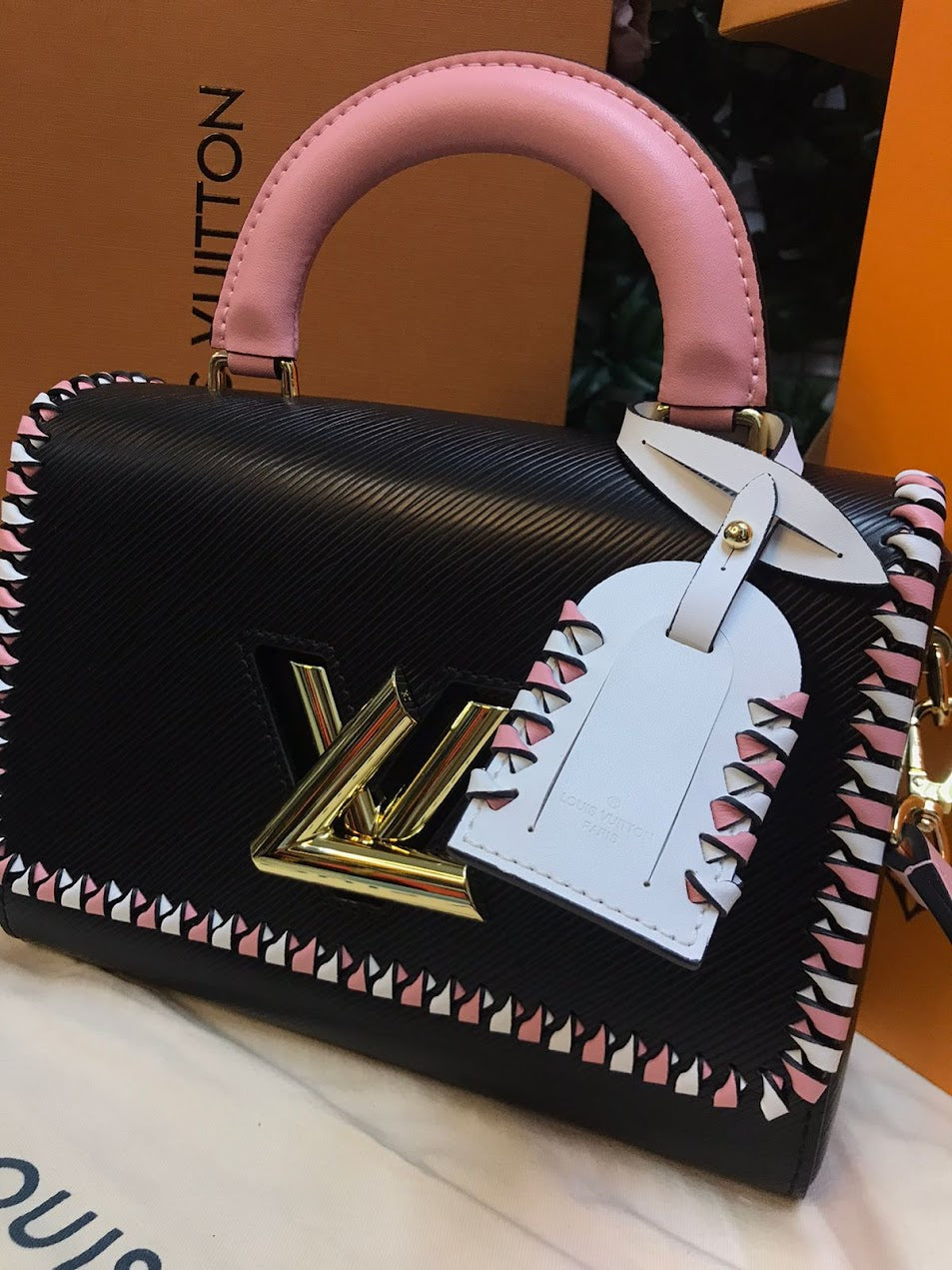 Louis Vuitton Negro-Rosa Piel Pequeña