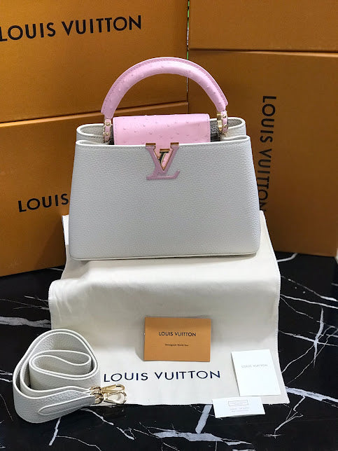 Louis Vuitton Blanco Rosa Piel Avestruz y Becerro