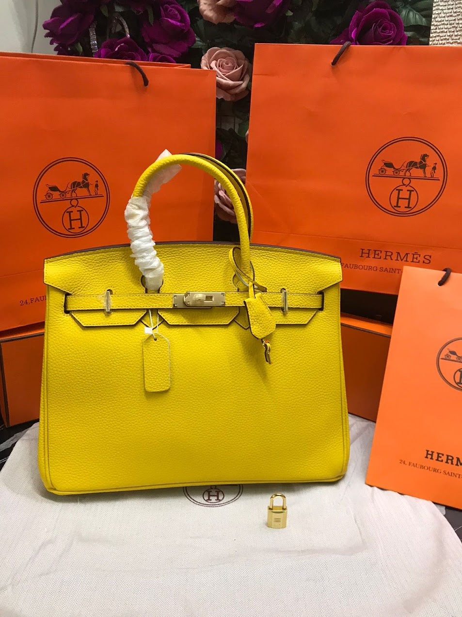 Hermes Amarillo Piel