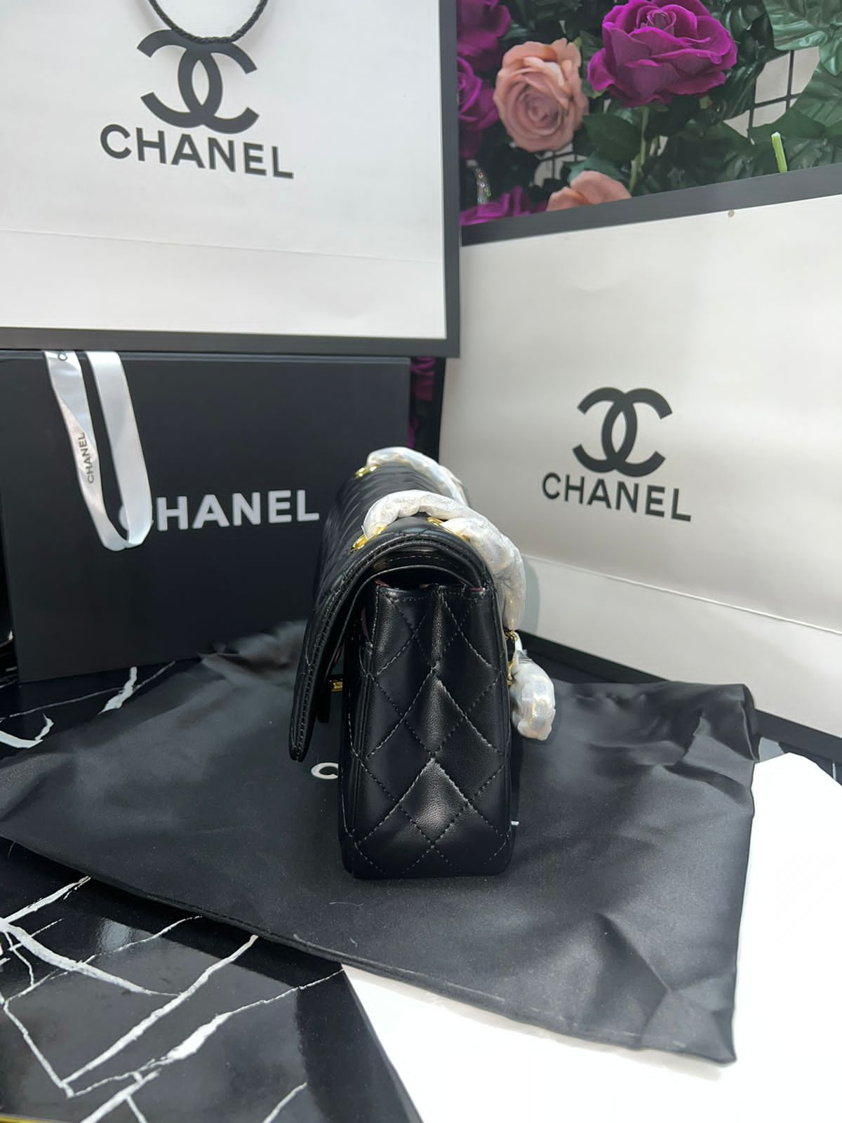 Bolsa Chanel Negro Clasica Con Solapa