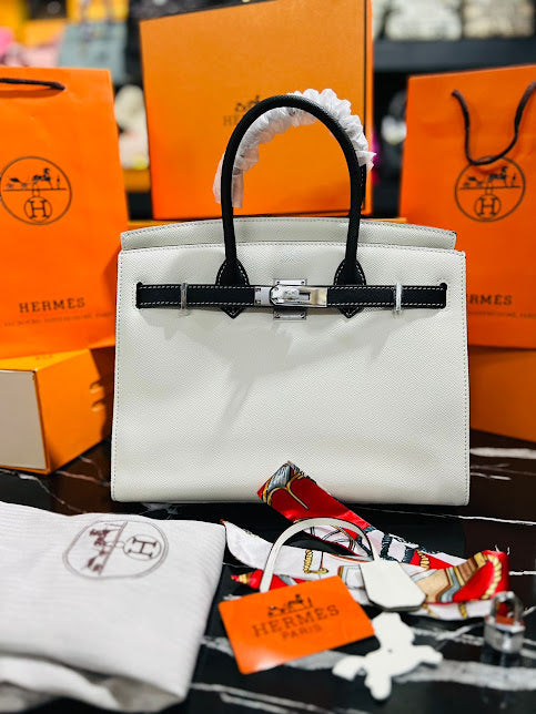 Hermes Birkin Blanco con Asa Negro Piel