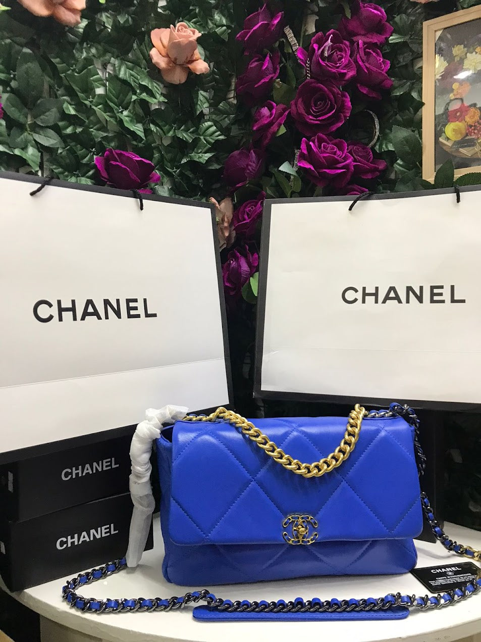 Chanel Azul rey Piel Pequeña