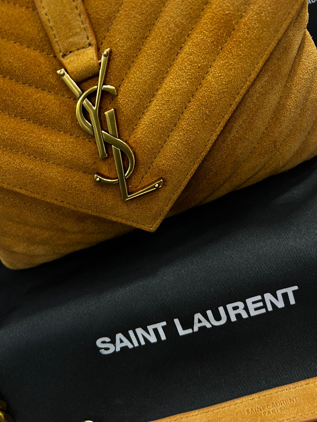 Saint Laurent Camel Gamuza con Piel