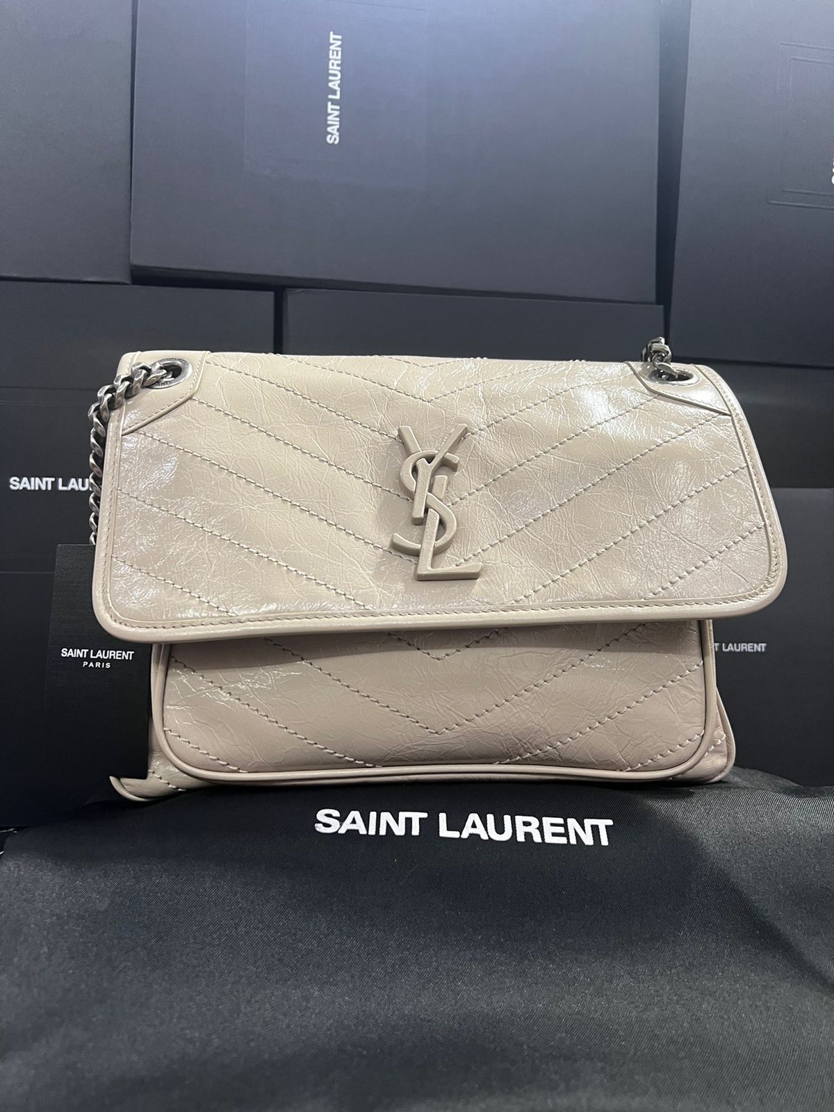 Saint Laurent Niki Nude Piel