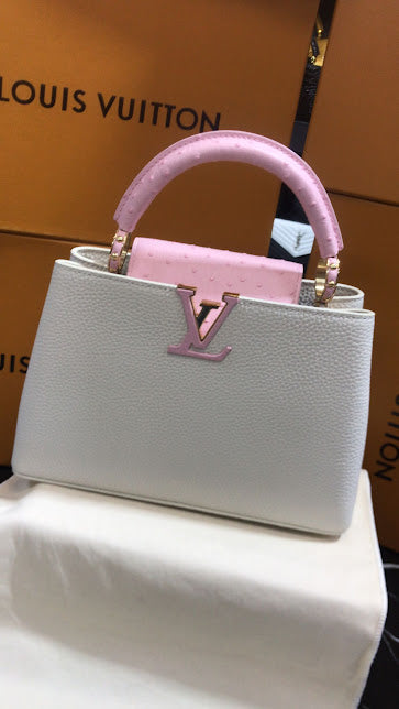 Louis Vuitton Blanco Rosa Piel Avestruz y Becerro