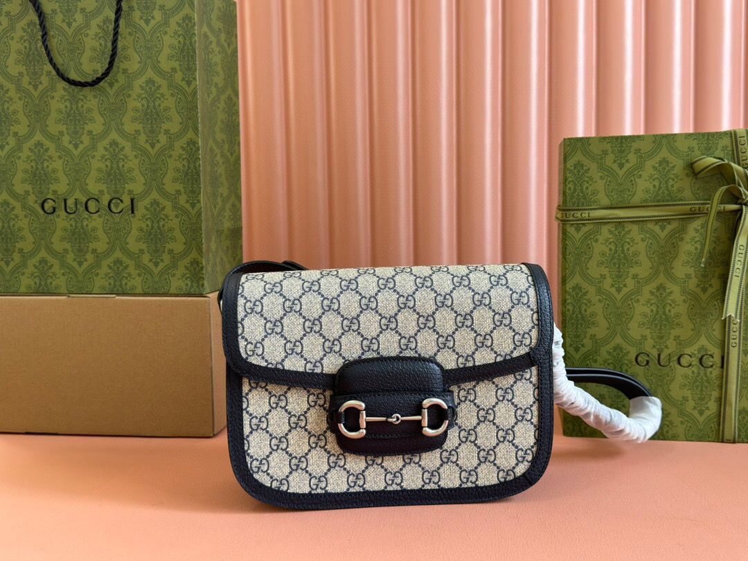 Gucci Negra con Beige Asa Negra Piel