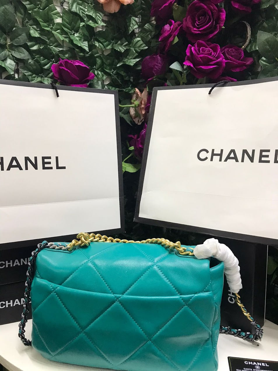 Chanel Azul Aqua Piel Pequeña