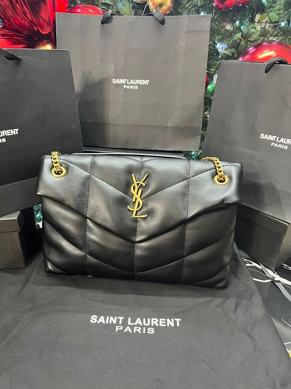 Saint Laurent YSL Negra Asa Dorada Piel