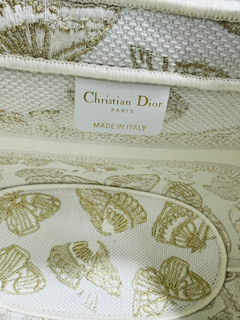 Christian Dior Blanca con Dorado Bordada Tela