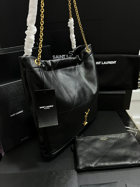 Saint Laurent Negro Cadena Dorada Piel