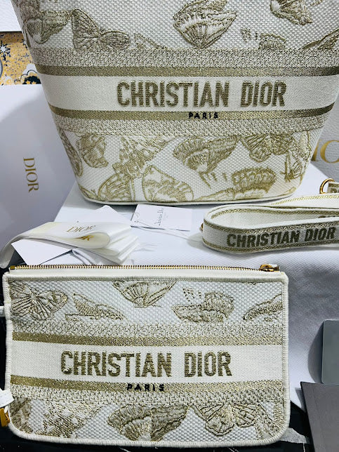 Christian Dior Blanca con Dorado Bordada Tela