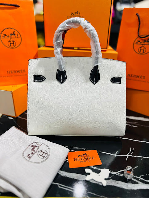 Hermes Birkin Blanco con Asa Negro Piel