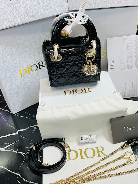 Christian Dior Negro Charol con Piel