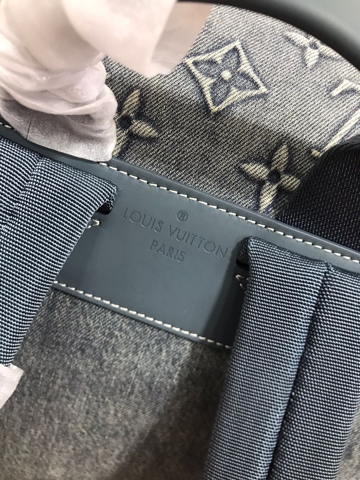 Louis Vuitton Azul Textil y Piel