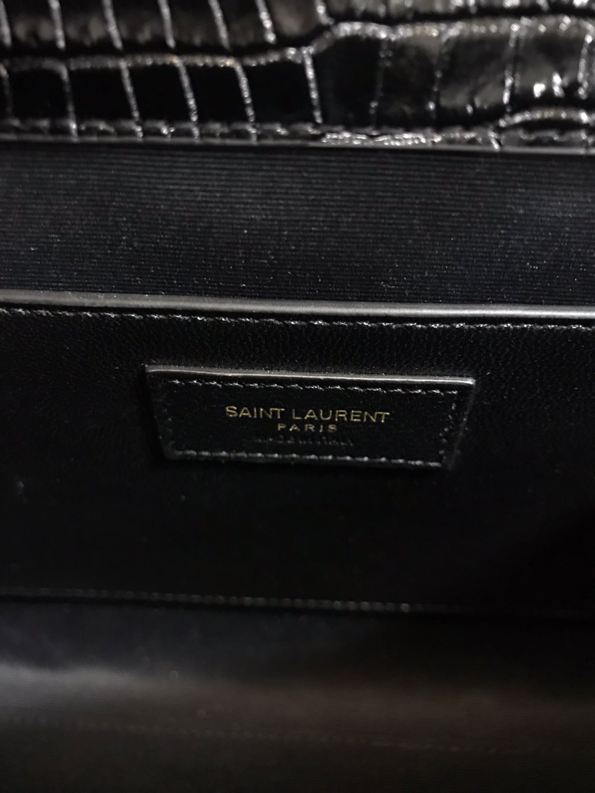 Saint Laurent Negro Piel terminaciones de Cocodrilo