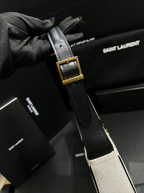 Saint Laurent Blanco Negro Tela Piel