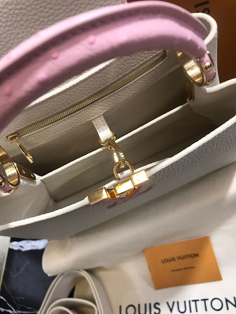 Louis Vuitton Blanco Rosa Piel Avestruz y Becerro