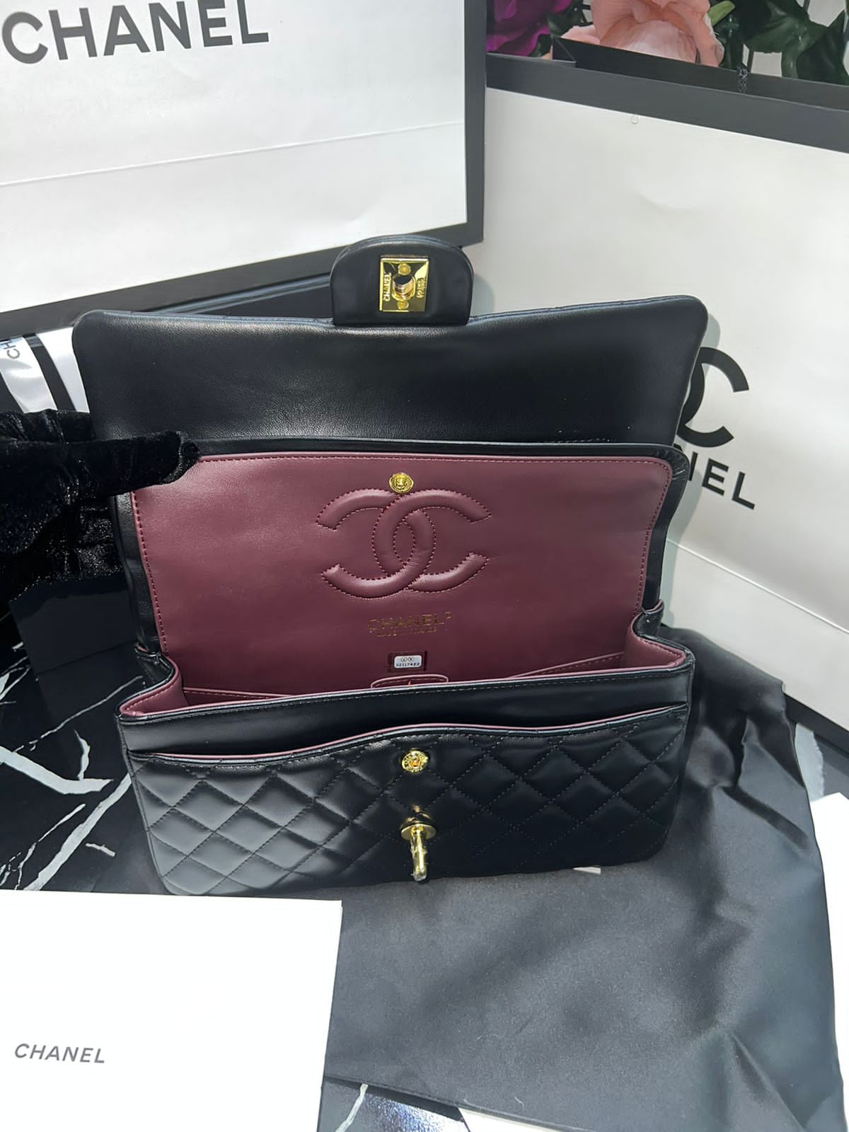 Bolsa Chanel Negro Clasica Con Solapa