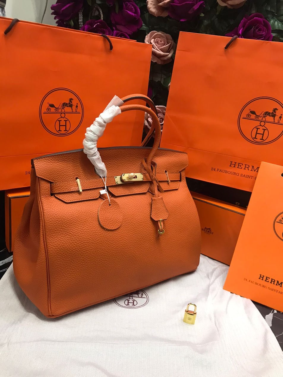 Hermes Naranja Piel