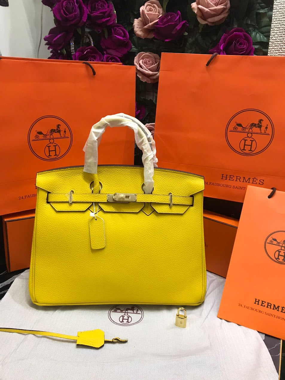 Hermes Amarillo Piel