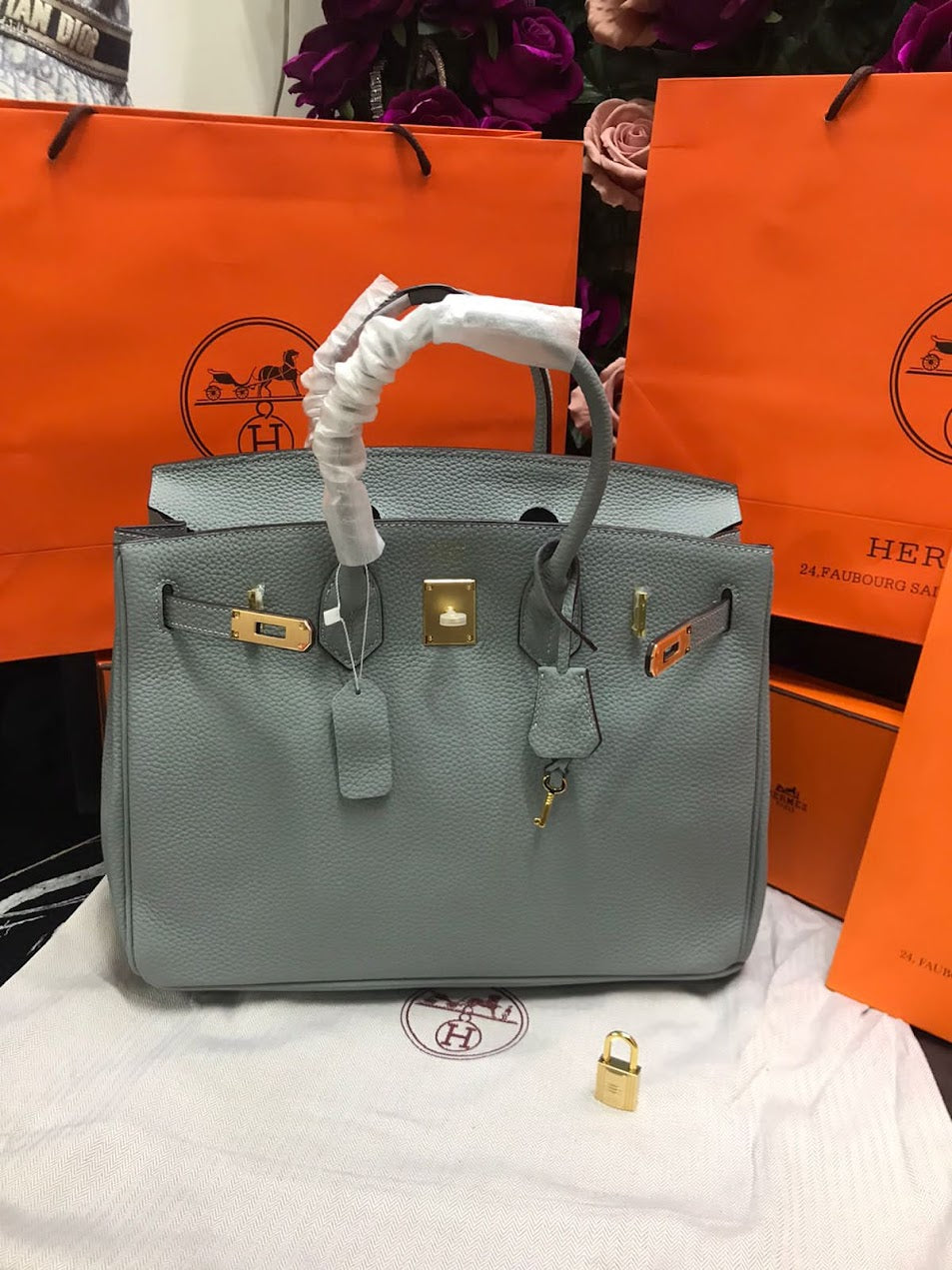 Hermes Birkin Azul Piel