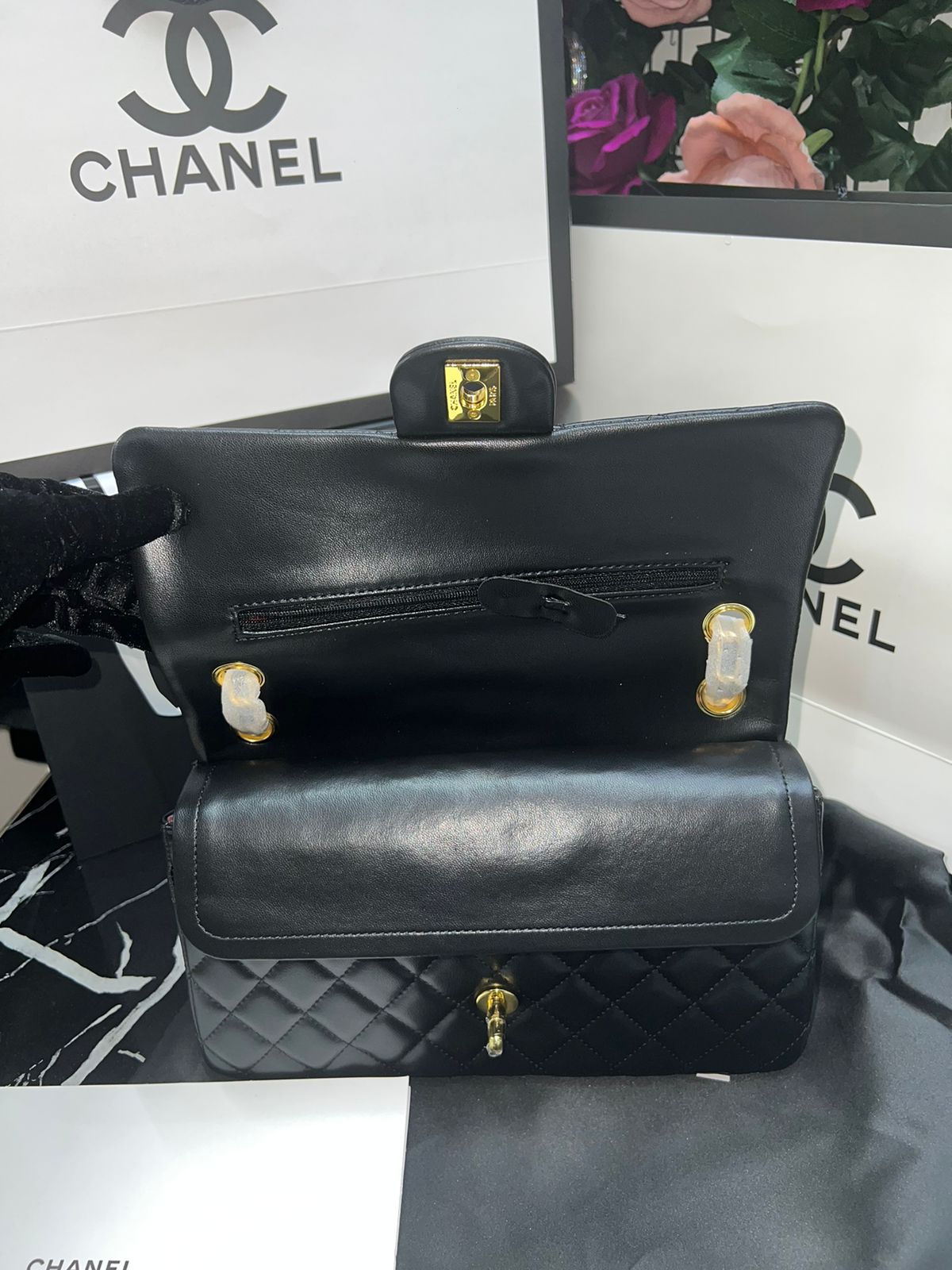 Bolsa Chanel Negro Clasica Con Solapa