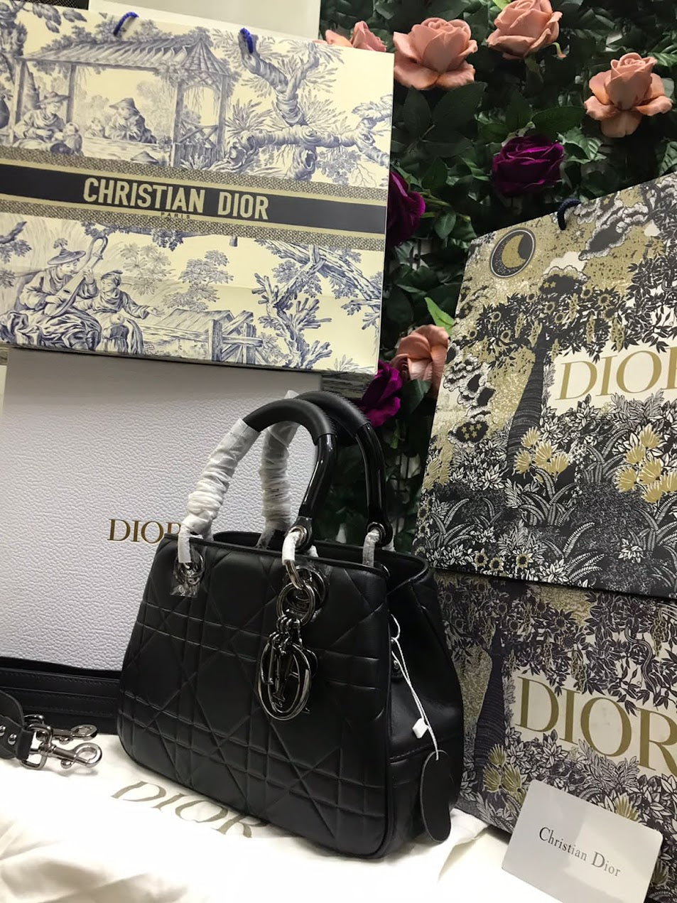 Christian Dior Negra Pequeña Piel