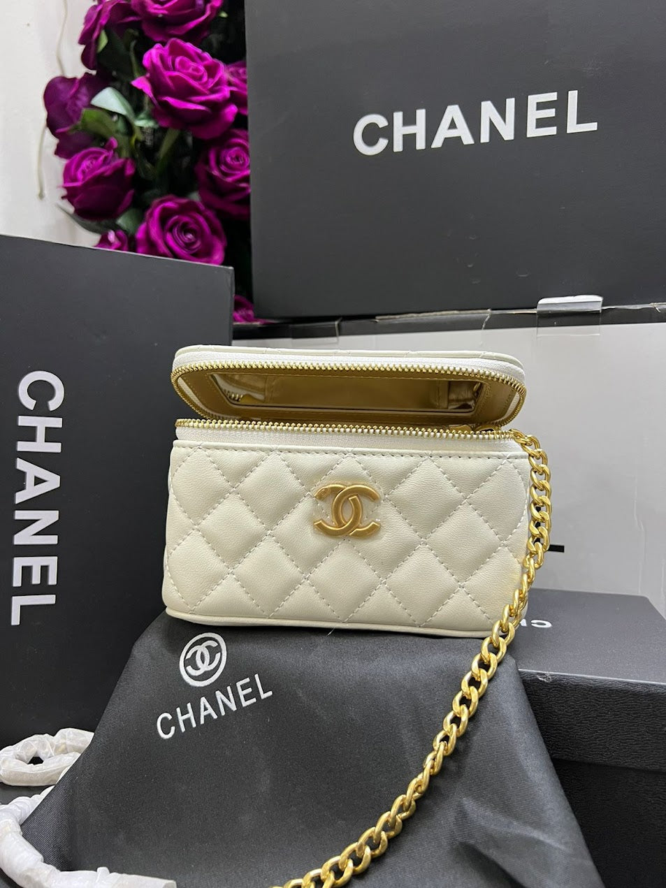 Chanel Blanca Piel Pequeña