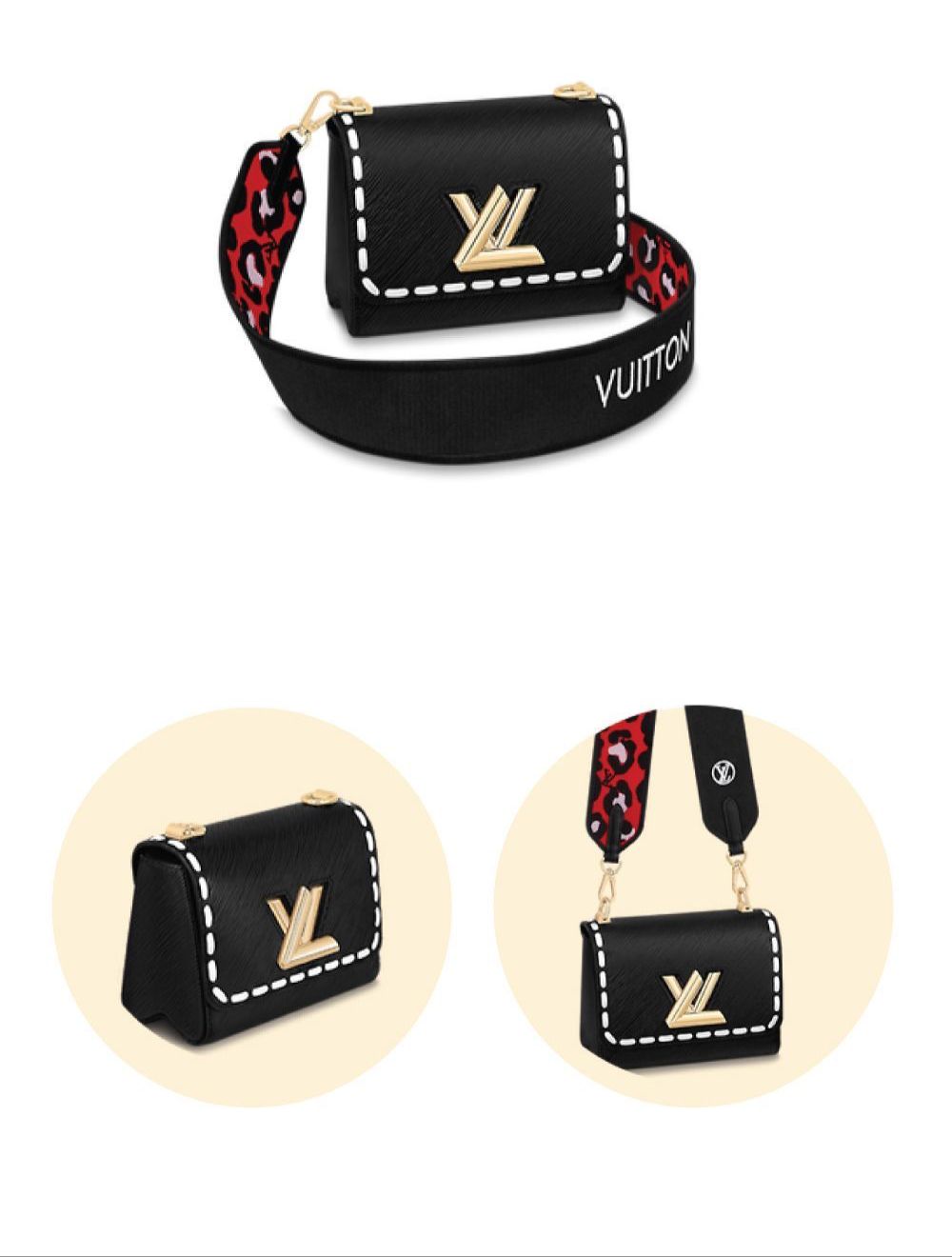 Louis Vuitton Negra Lienzo Blanco Piel