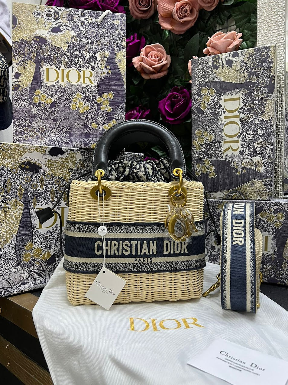 Christian Dior Palma Negra Tela