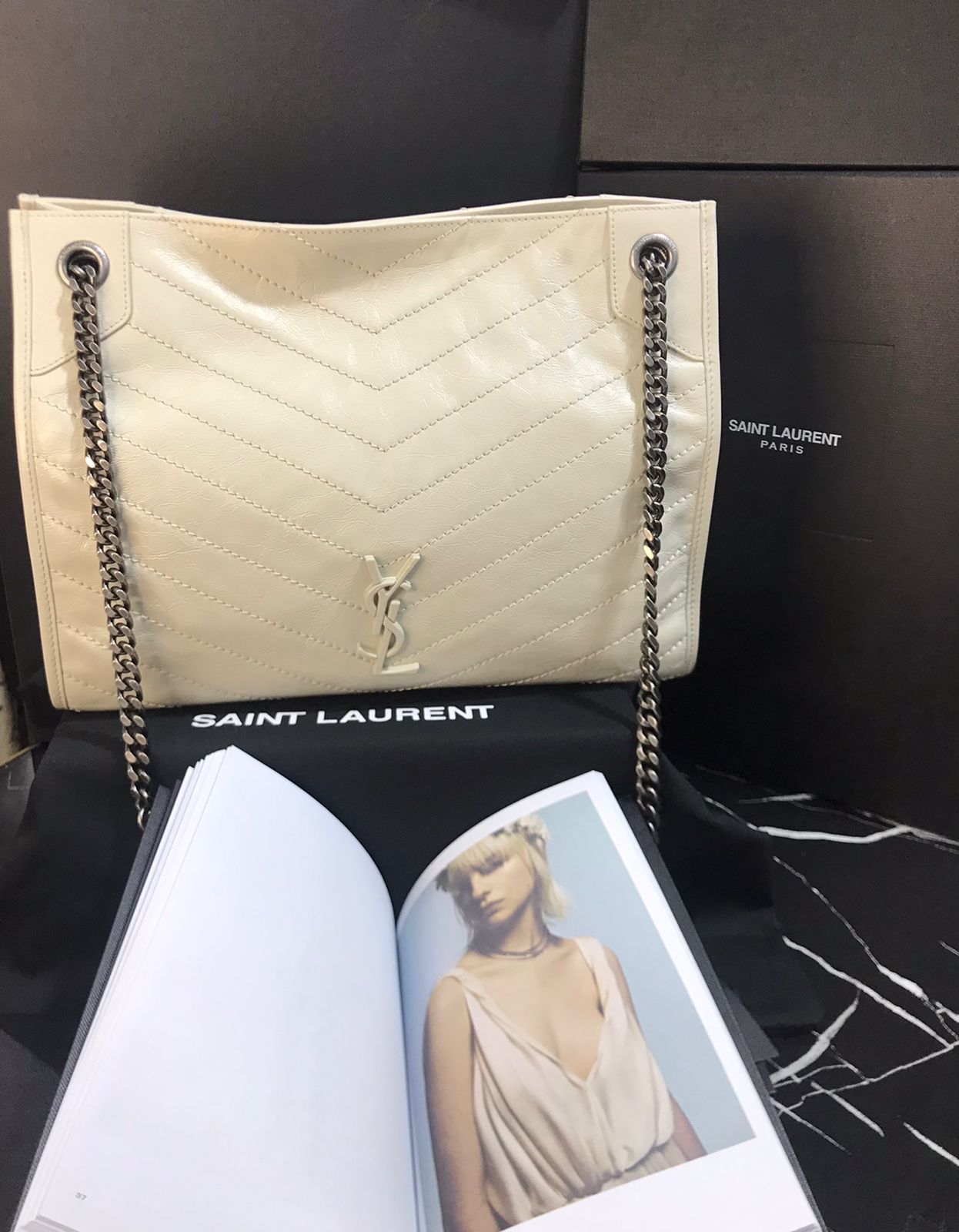 Saint Laurent Blanco Piel