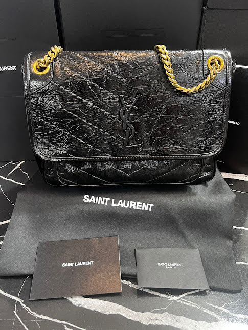 Saint Laurent Niki Negra Piel