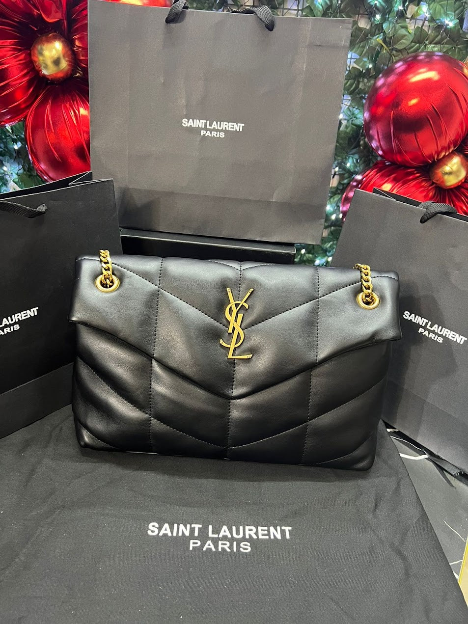 Saint Laurent YSL Negra Asa Dorada Piel