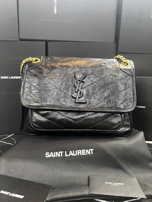 Saint Laurent Niki Negra Piel