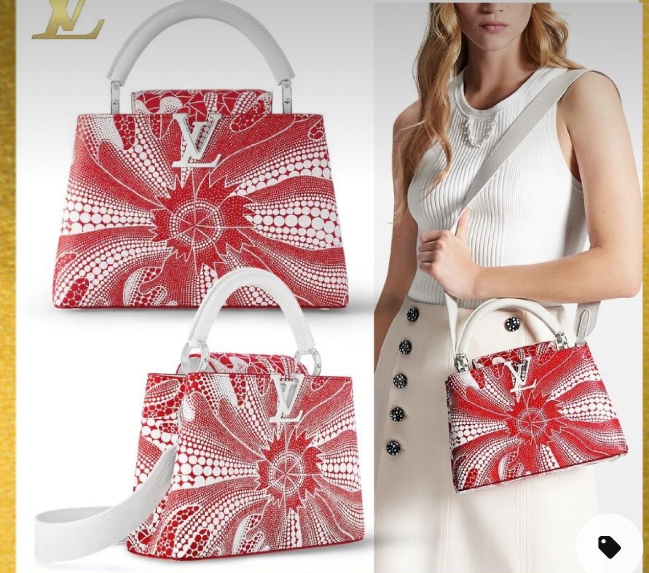 Louis Vuitton Capucine Edición Especial Rojo Blanco Piel