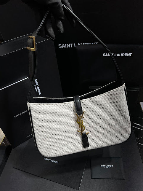 Saint Laurent Blanco Negro Tela Piel