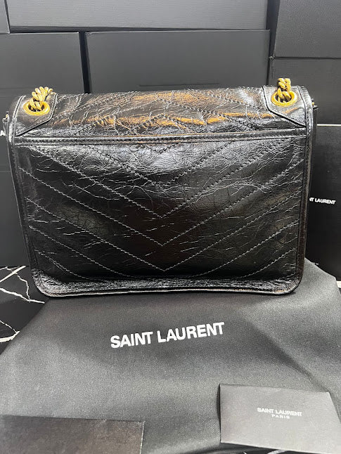 Saint Laurent Niki Negra Piel