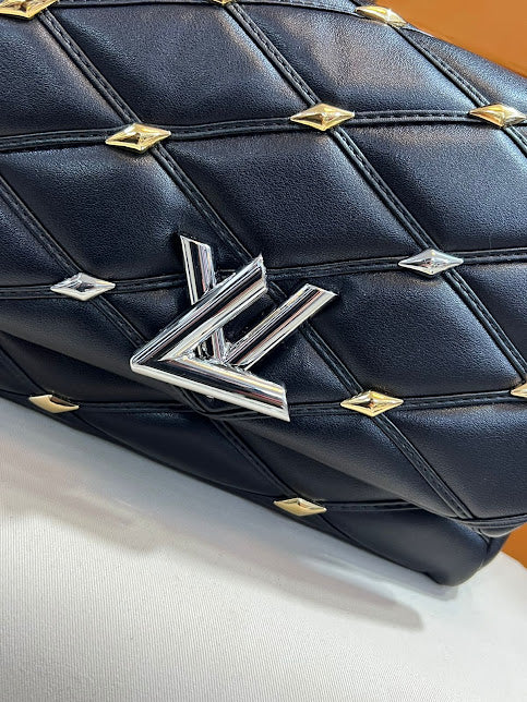 Louis Vuitton Negra Cadena Plateada Piel